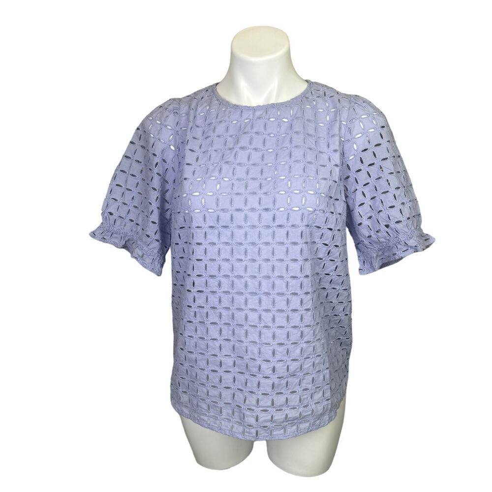 GAP | Women's Lavender Flower Eyelet Short Sleeve Top | Size: S